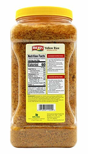 Iberia yellow rice container with nutrition facts label