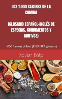 Book cover of Spanish-English food glossary featuring spices and ingredients.